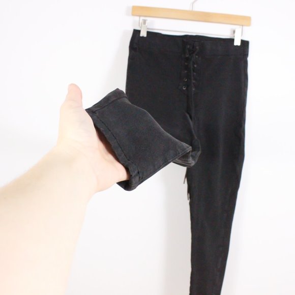 *American Eagle Outfitters Black Tye Up Waist Jeans - Picture 2 of 7